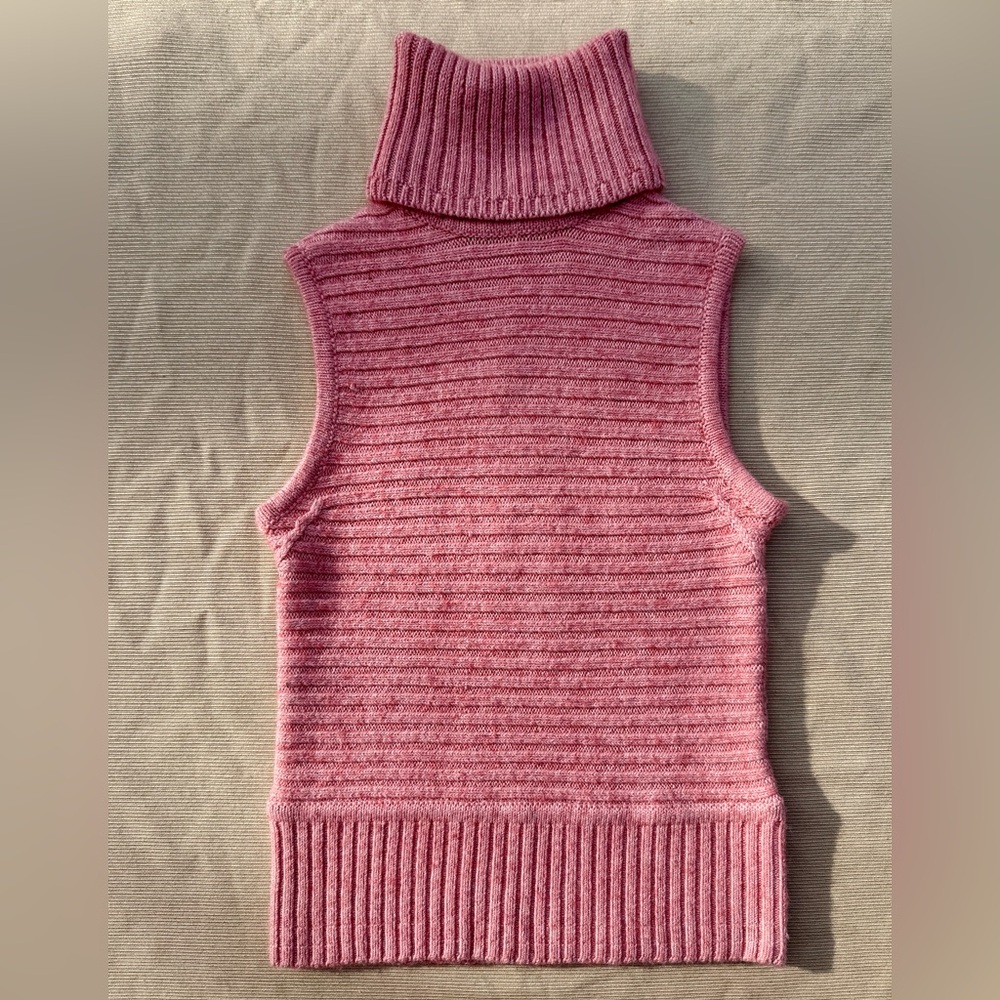 Moda International Vintage 90s Chunky Sleeveless Turtleneck Sweater Salmon Pink
